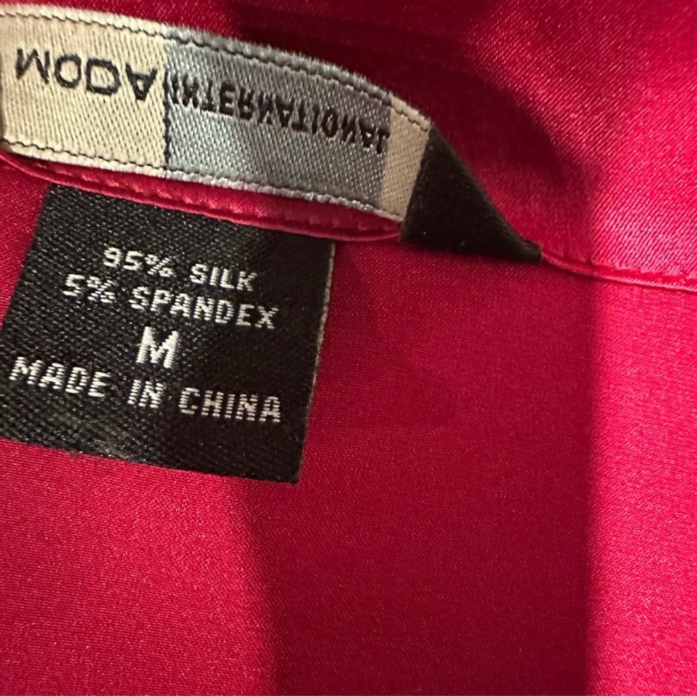 Elegant Red Real Silk Satin Women's Top - Picture 5 of 6